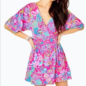 Lilly Pulitzer Parigi Skort Romper Pink Isle Shell Me Something Good SZ L NWOT